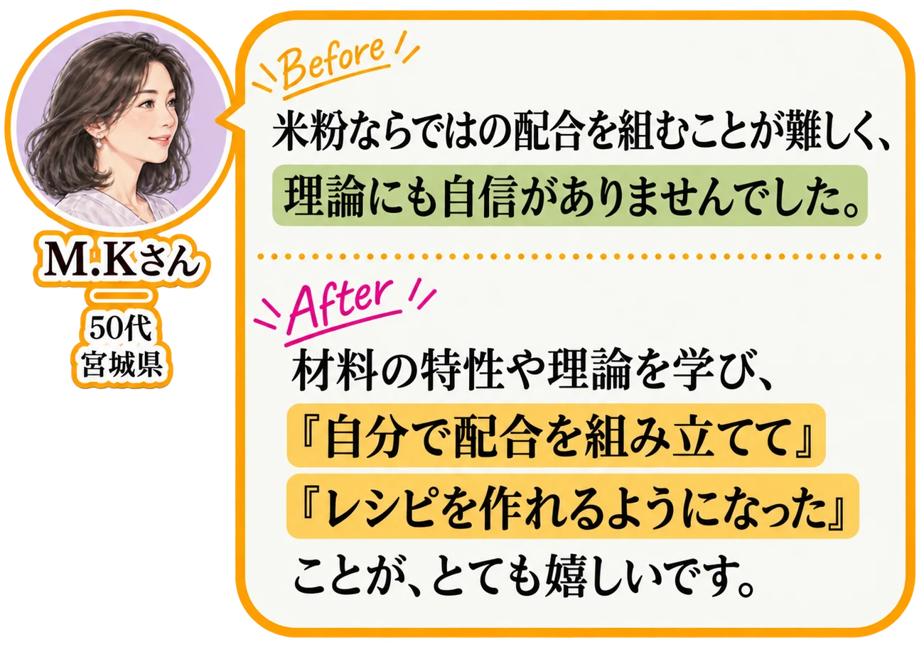 M.Kさん（50代・宮城県）の受講前・受講後の声